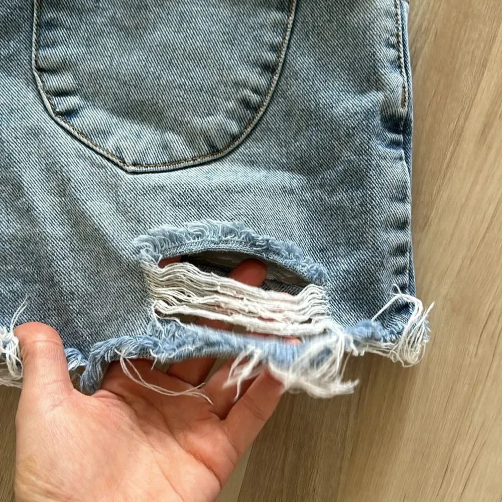 Princess Polly high waisted distressed jean shorts - Picture 4 of 5
